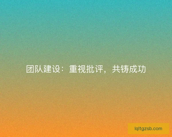 团队建设：重视批评，共铸成功