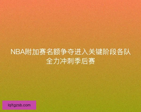 NBA附加赛名额争夺进入关键阶段各队全力冲刺季后赛