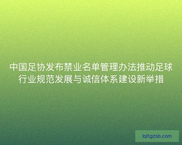 中国足协发布禁业名单管理办法推动足球行业规范发展与诚信体系建设新举措